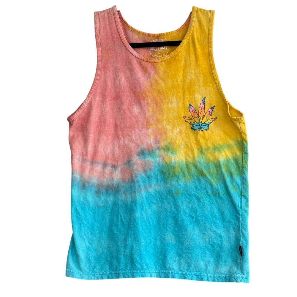 Festival Tie Dye Tank Top Women’s Hippie Cannabis Leaf Cotton SZ Small Dikotomy